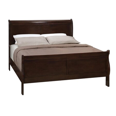Benzara Traditional Style Wooden Full Size Bed with Curved Headboard, Brown BM208176